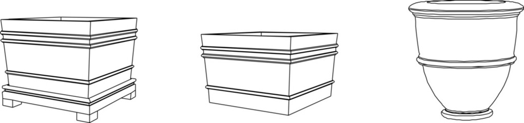 sketch vector silhouette illustration design Cast Stone Pots classic vintage ethnic modern model