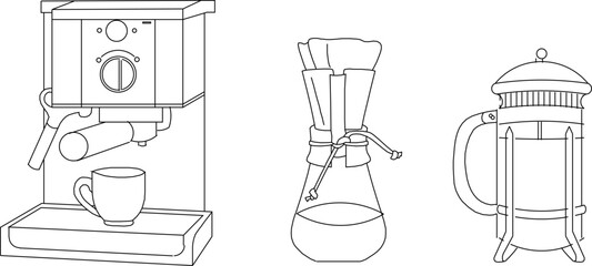 vector sketch silhouette illustration design of coffee maker cafe and restaurant drink