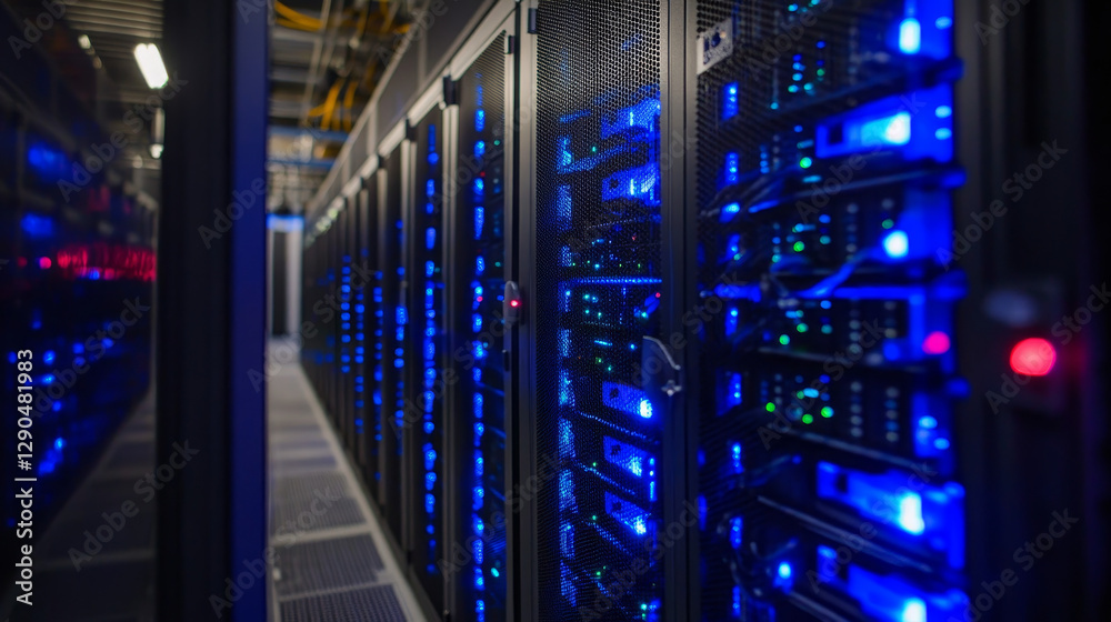 Poster thin lines connection icons outline set of big data center group cloud computing system internet pro
