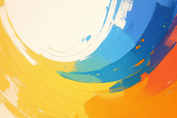 カラフルな水彩の抽象アートと有機的な形