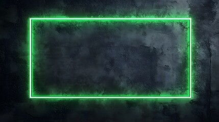 A Green Neon Light Border Frames a Textured Dark Background
