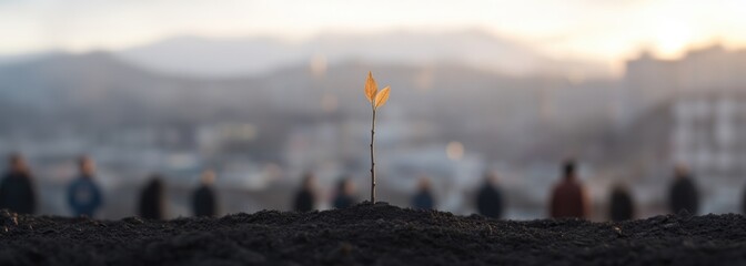 Symbolic yellow flag stands tall among group, representing hope
