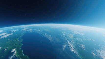 Fototapeta premium Vibrant view of Earth from space showcasing lush landscapes and