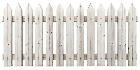 Ultra-HD White Wooden Fence: Realistic Aged Texture on White