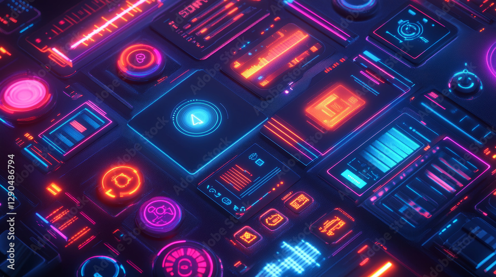 Poster futuristic interface space motion graphic infographic game and ui ux elements hud design graph wave 