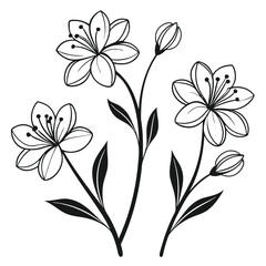 Hand Drawn Flower Silhouette Set