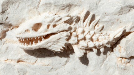Fossilized fish skeleton on a stone. Paleontology. For use in science education