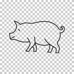 Pig icon, piggy silhouette linear sign isolated editable stroke. illustration EPS 10.