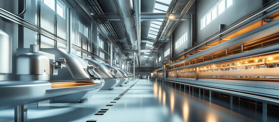 Obraz premium Modern industrial facility with automated production lines.