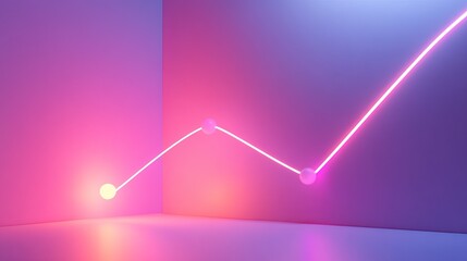 A glowing representation of a simple line graph on a soft gradient background. picture