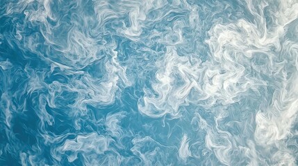 Abstract swirling blue and white smoke pattern.