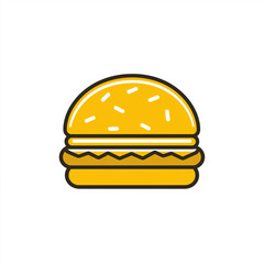 Fototapeta premium Yellow Hamburger Icon Flat Design Food Illustration Fast Food Graphic