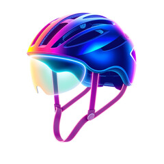 Bicycle helmet holographic 3D icon. neon symbol vector illustration isolated on white background. Generative AI