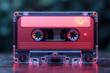 Weathered Industrial Cassette Tape on a Wooden Surface