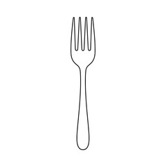Culinary Classic: A minimalist line drawing showcases a sleek, single fork, designed for elegant dining or culinary presentations.