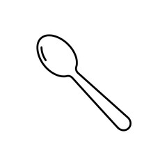 Simple Spoon Outline: A minimalistic line drawing of a spoon, perfect for illustrating food, cooking, or dining concepts. This monochrome image is ideal for design or culinary projects.