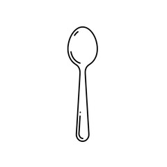 Minimalist Spoon Icon: A simple yet elegant black outline of a spoon, ideal for culinary themes, food-related designs, or minimalistic aesthetics.