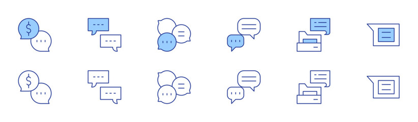 Chat icon set in two styles, Duotone and Thin Line style. Editable stroke. chat bubble, conversation, chat history, chat, group chat