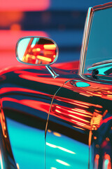 Obraz premium Meticulously detailed shot of the side mirror against the smooth, curvaceous body, reflective