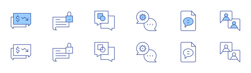 Chat icon set in two styles, Duotone and Thin Line style. Editable stroke. chat, private chat