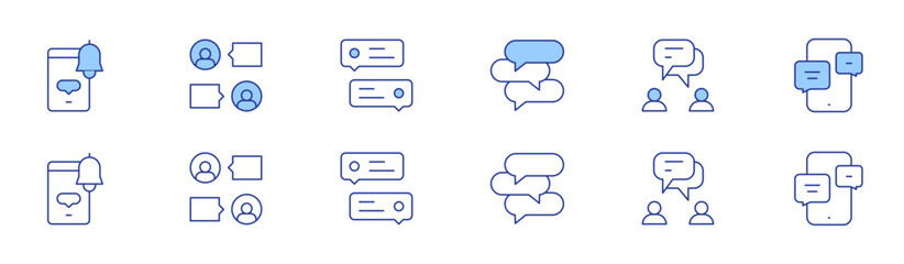 Chat icon set in two styles, Duotone and Thin Line style. Editable stroke. notification, messages, chat, chatting, phone chat