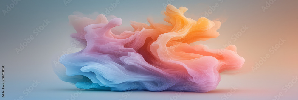 Poster fluid-inspired representation of orbits and nuclei swirling in bright neon inks, painterly