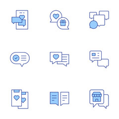 Chat icons set. Line Duotone style, editable stroke. communication, chat