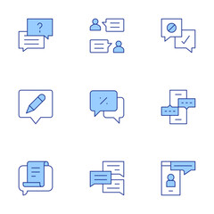 Chat icons set. Line Duotone style, editable stroke. discussion, chat, chat bubble, meeting