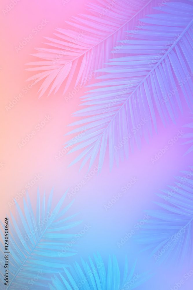 Aufkleber Dreamlike composition of overlapping palm leaves arranged in a spiraling pattern, subtle neon