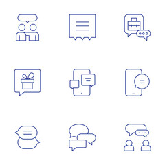Chat icons set. Thin Line style, editable stroke. chat bubble, bubble chat, phone chat, talk, phone, communication