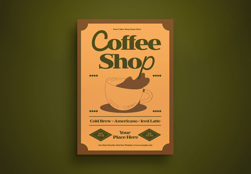 Green Vintage Aesthetic Coffee Shop Promo Flyer Layout