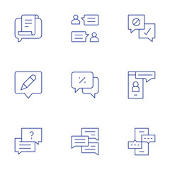 Chat icons set. Thin Line style, editable stroke. discussion, chat bubble, chat, meeting