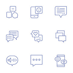Chat icons set. Thin Line style, editable stroke. speech bubble, chat, voice chat
