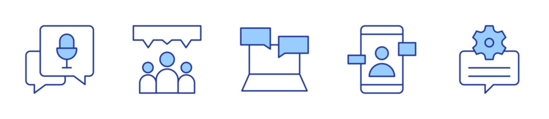 chat, group chat, online chat, smartphone, message. Chat Icon vector illustration. Line Duotone style. Editable stroke