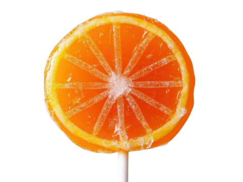 Delicious Orange Slice Lollipop Candy Sweet Treat on Stick - Powered by Adobe