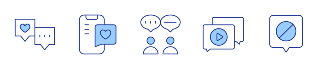 Obraz premium chat, video chat, chatting, disagree. Chat Icon vector illustration. Line Duotone style. Editable stroke