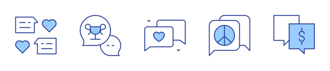 Love Conversation, Camera Chat, Notification Bookmark. Chat Icon vector illustration. Line Duotone style. Editable stroke