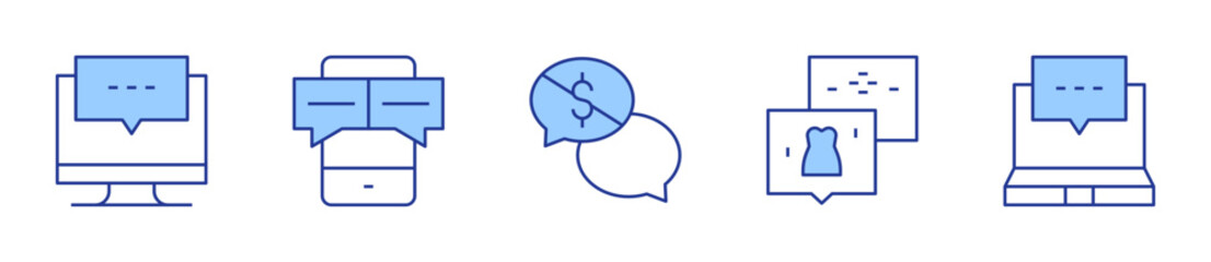 Mobile Chat Notification, Brainstorm Chat. Chat Icon vector illustration. Line Duotone style. Editable stroke