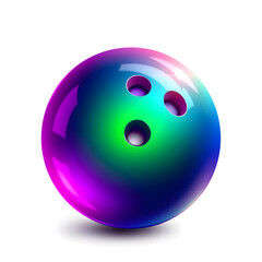 Bowling ball holographic 3D icon. neon symbol vector illustration isolated on white background. Generative AI