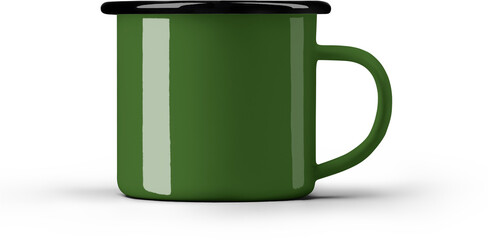 Mockup green mug with black rim, png