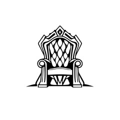 Royal Throne: A stylized, black and white illustration of a majestic, ornate chair, in a minimalist style.