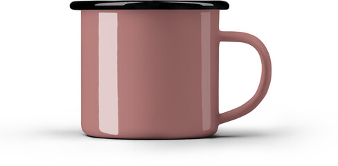 Mockup red, pink mugs with black rim, png