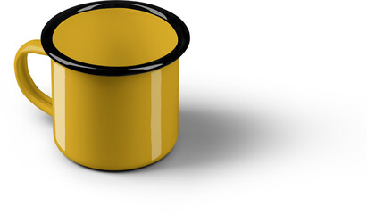 Mockup yellow mug with black rim, png