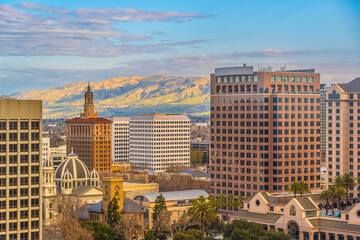 Downtown San Jose city skyline, cityscape of  Silicon Valley in California