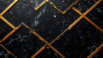 Minimalist geometric pattern, gold lines over black marble texture, luxury background, seamless design
