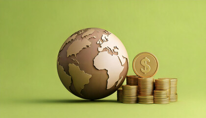 Global financial growth world economy infographic business green background conceptual overview