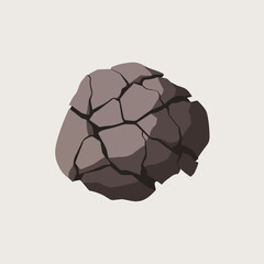 A Flat-Style Rough cracked rock on a Plain White Background