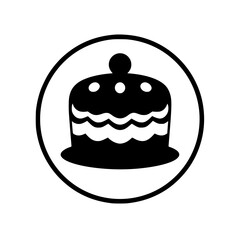 Black and White Cake with Sphere on Top in Circle
