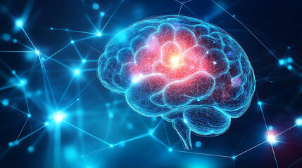 Obraz premium Image of a brain with interconnected pathways, representing a holistic health approach, employing stress management techniques, informed by health literacy education. 