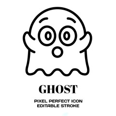 Fototapeta premium Ghost symbol, featuring an editable stroke outline icon isolated on white background flat vector illustration. Pixel perfect